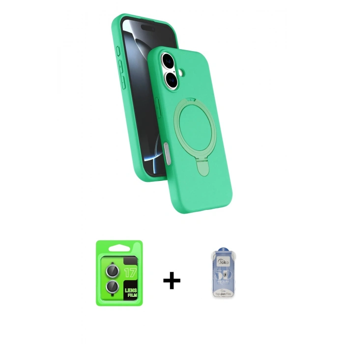 MARSİLYAN™- iPhone 17 Kılıf İz Işık Koleksiyonu - Siyah Joko Magic 5D Cam + Raze Metal Kamera Lens - AKMI