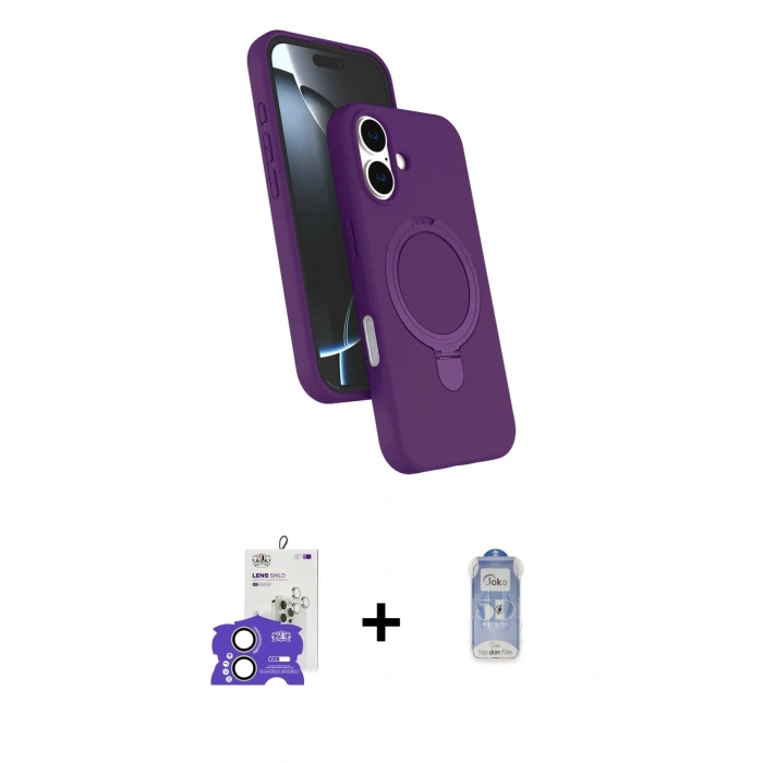 MARSİLYAN™- iPhone 17 Kılıf İz Işık Koleksiyonu - Siyah Joko Magic 5D Cam + Bilvis Titan Kamera Lens - AKYL