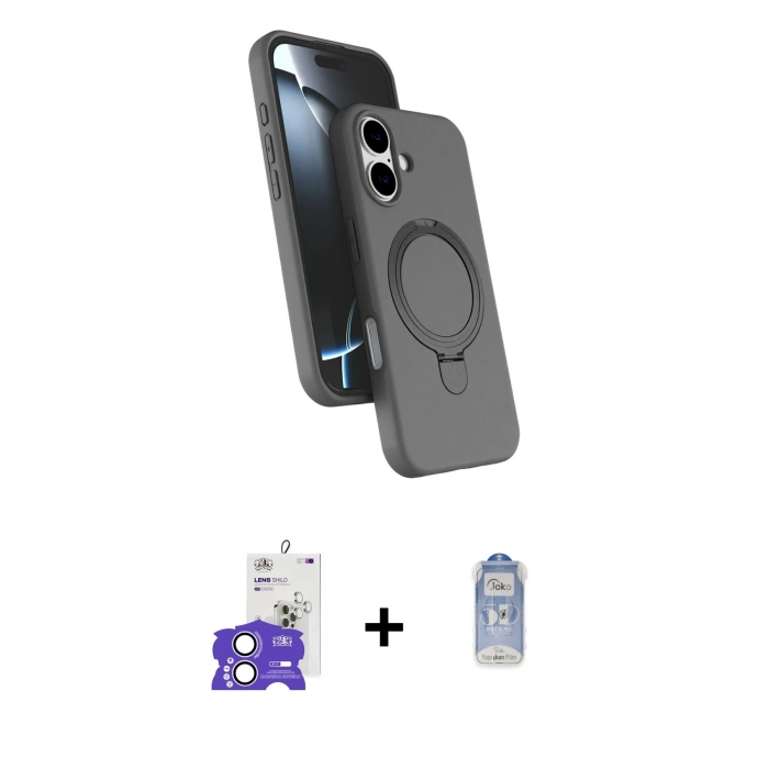 MARSİLYAN™- iPhone 17 Kılıf İz Işık Koleksiyonu - Siyah Joko Magic 5D Cam + Bilvis Titan Kamera Lens - LA