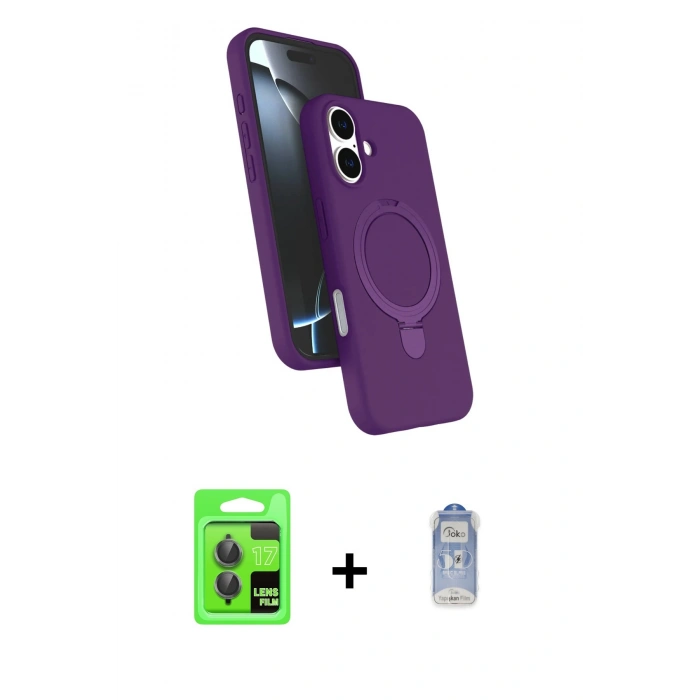 MARSİLYAN™- iPhone 17 Kılıf İz Işık Koleksiyonu - Siyah Joko Magic 5D Cam + Raze Metal Kamera Lens - GI