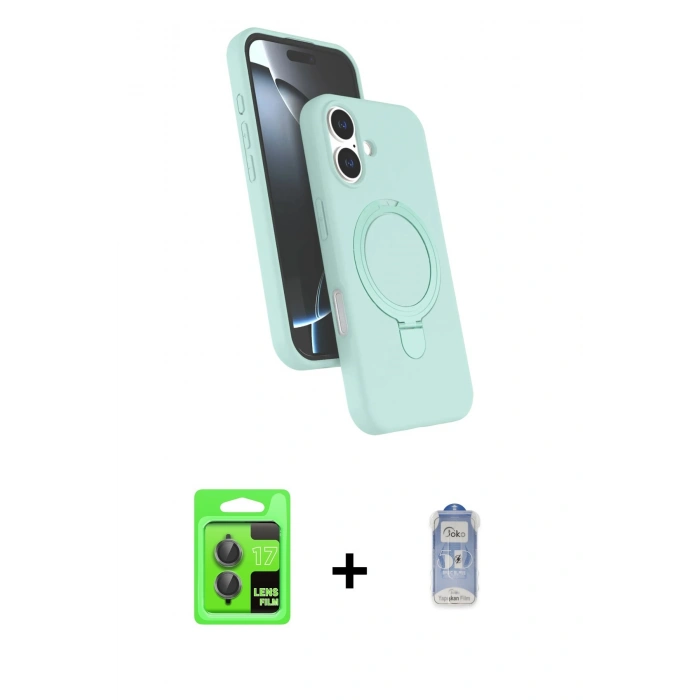 MARSİLYAN™- iPhone 17 Kılıf İz Işık Koleksiyonu - Siyah Joko Magic 5D Cam + Raze Metal Kamera Lens - GI