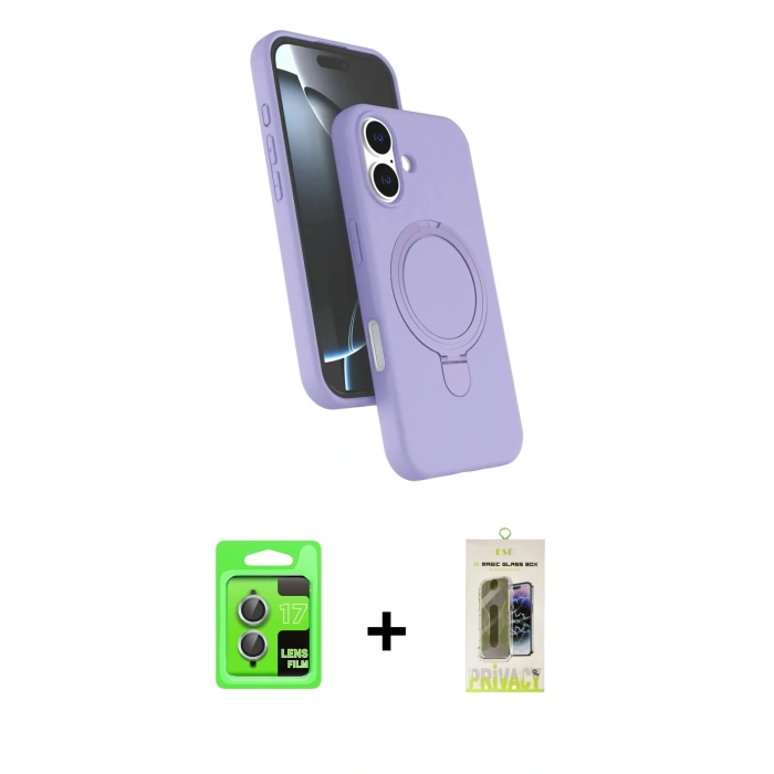 MARSİLYAN™- iPhone 17 Kılıf İz Işık Koleksiyonu - Siyah Joko Magic 5D Hayalet Cam + Raze Metal Kamera Lens - AKMI