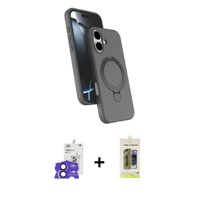 MARSİLYAN™- iPhone 17 Kılıf İz Işık Koleksiyonu - Siyah Joko Magic 5D Hayalet Cam + Bilvis Titan Kamera Lens - SH