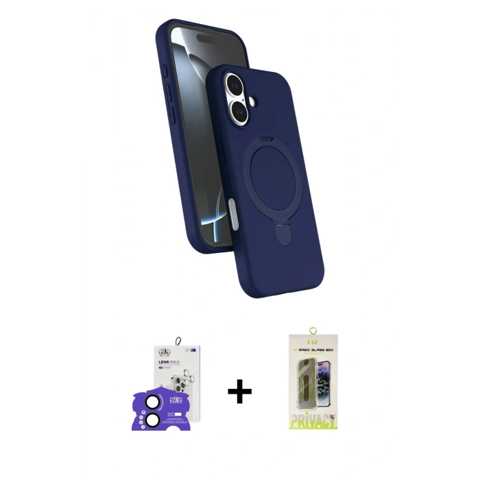 MARSİLYAN™- iPhone 17 Kılıf İz Işık Koleksiyonu - Siyah Joko Magic 5D Hayalet Cam + Bilvis Titan Kamera Lens - SH