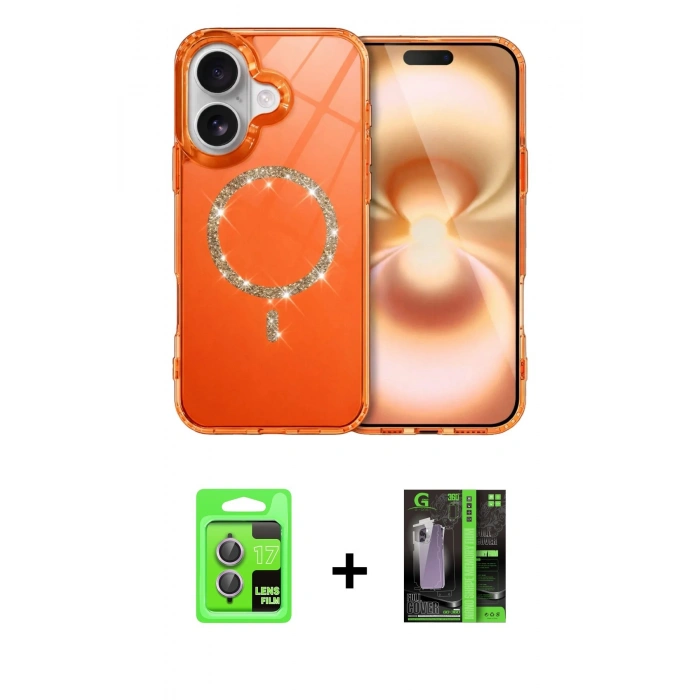 MARSİLYAN™- iPhone 17 Kılıf Kıvılcım Form Prime - Şeffaf 360 Full Body Arka Koruyucu + Raze Metal Kamera Lens - AKMR