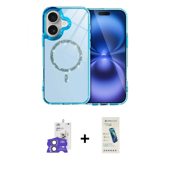 MARSİLYAN™- iPhone 17 Kılıf Kıvılcım Form Prime - Şeffaf Pasifik Cam Ekran Koruyucu + Bilvis Titan Kamera Lens - AKMI