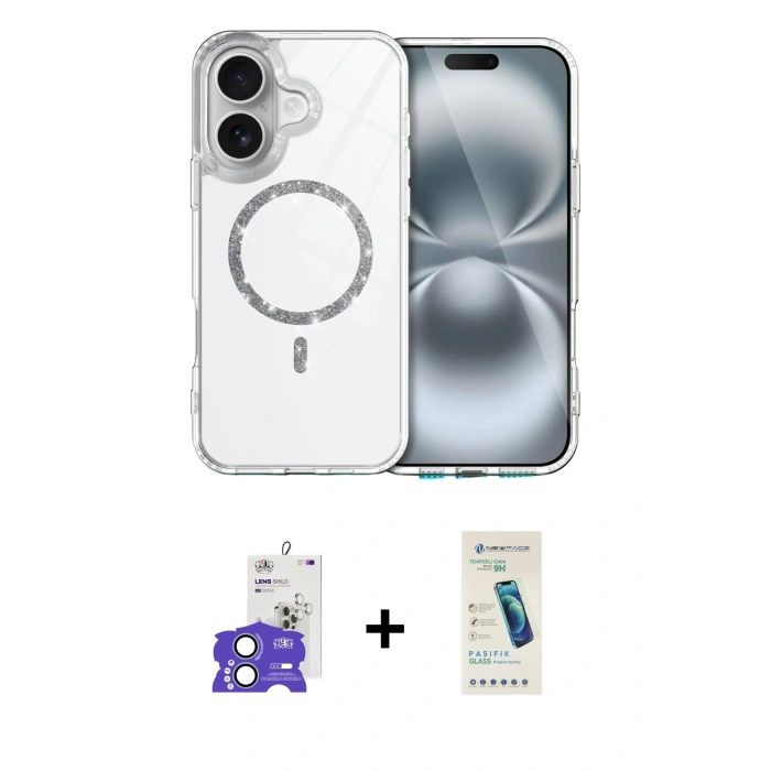 MARSİLYAN™- iPhone 17 Kılıf Kıvılcım Form Prime - Şeffaf Pasifik Cam Ekran Koruyucu + Bilvis Titan Kamera Lens - AKMI