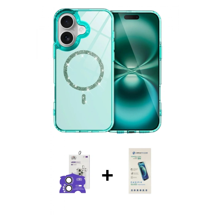 MARSİLYAN™- iPhone 17 Kılıf Kıvılcım Form Prime - Şeffaf Pasifik Cam Ekran Koruyucu + Bilvis Titan Kamera Lens - AKYL