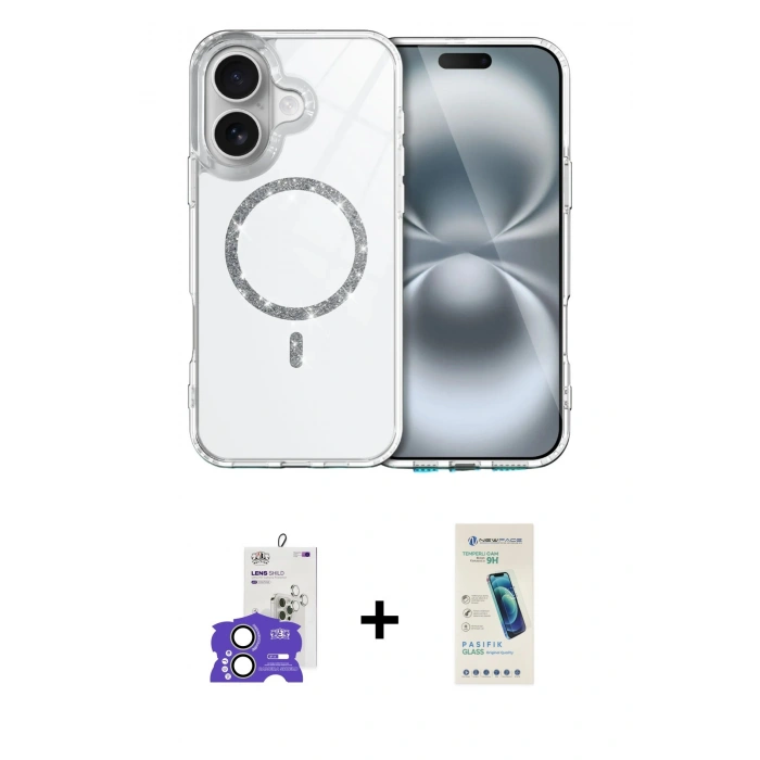 MARSİLYAN™- iPhone 17 Kılıf Kıvılcım Form Prime - Şeffaf Pasifik Cam Ekran Koruyucu + Bilvis Titan Kamera Lens - AKYL
