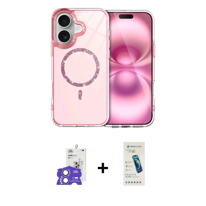MARSİLYAN™- iPhone 17 Kılıf Kıvılcım Form Prime - Şeffaf Pasifik Cam Ekran Koruyucu + Bilvis Titan Kamera Lens - LA