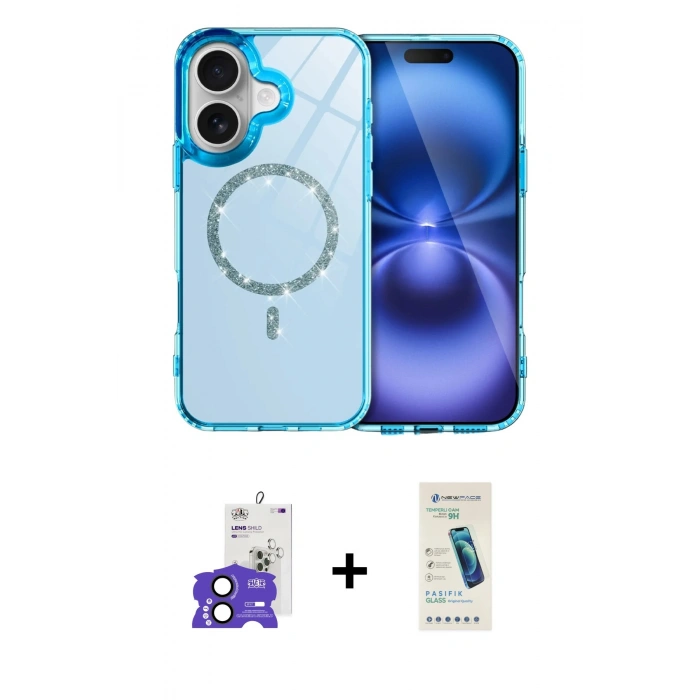 MARSİLYAN™- iPhone 17 Kılıf Kıvılcım Form Prime - Şeffaf Pasifik Cam Ekran Koruyucu + Bilvis Titan Kamera Lens - SH