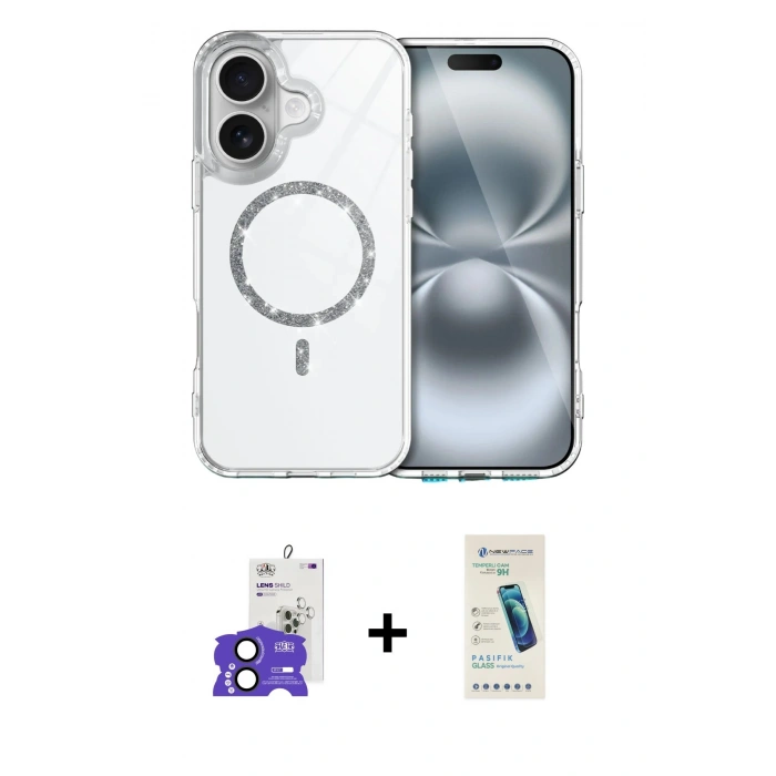 MARSİLYAN™- iPhone 17 Kılıf Kıvılcım Form Prime - Şeffaf Pasifik Cam Ekran Koruyucu + Bilvis Titan Kamera Lens - SH
