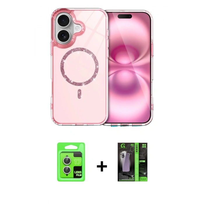 MARSİLYAN™- iPhone 17 Kılıf Kıvılcım Form Prime - Siyah 360 Mat Full Body Arka Koruyucu + Raze Metal Kamera Lens - GS