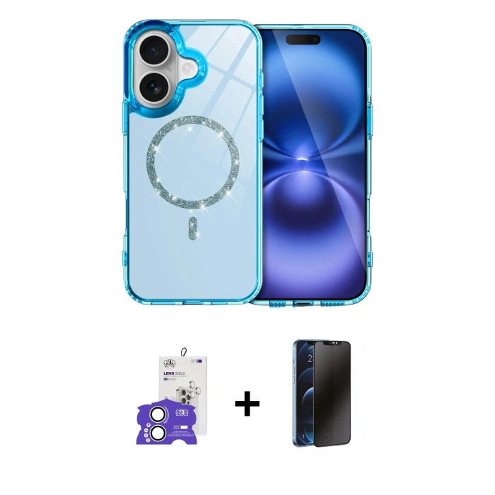 MARSİLYAN™- iPhone 17 Kılıf Kıvılcım Form Prime - Siyah 3D Antistatik Hayalet Cam Ekran Koruyucu + Bilvis Titan Kamera Lens - GS