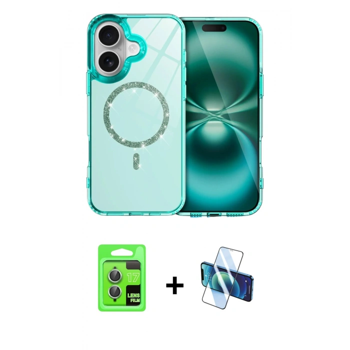 MARSİLYAN™- iPhone 17 Kılıf Kıvılcım Form Prime - Siyah 3D Antistatik Seramik Nano Ekran Koruyucu + Raze Metal Kamera Lens - AKYL