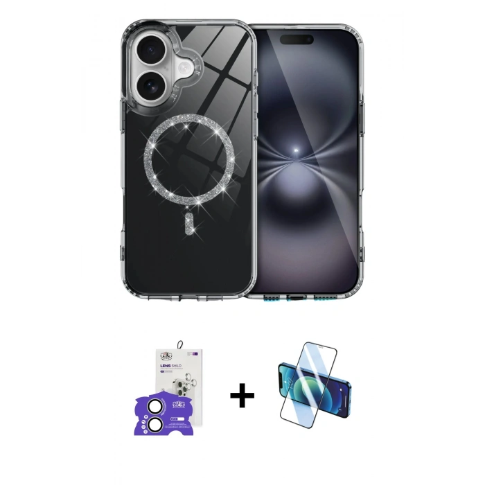 MARSİLYAN™- iPhone 17 Kılıf Kıvılcım Form Prime - Siyah 3D Antistatik Seramik Nano Ekran Koruyucu + Bilvis Titan Kamera Lens - AKYL