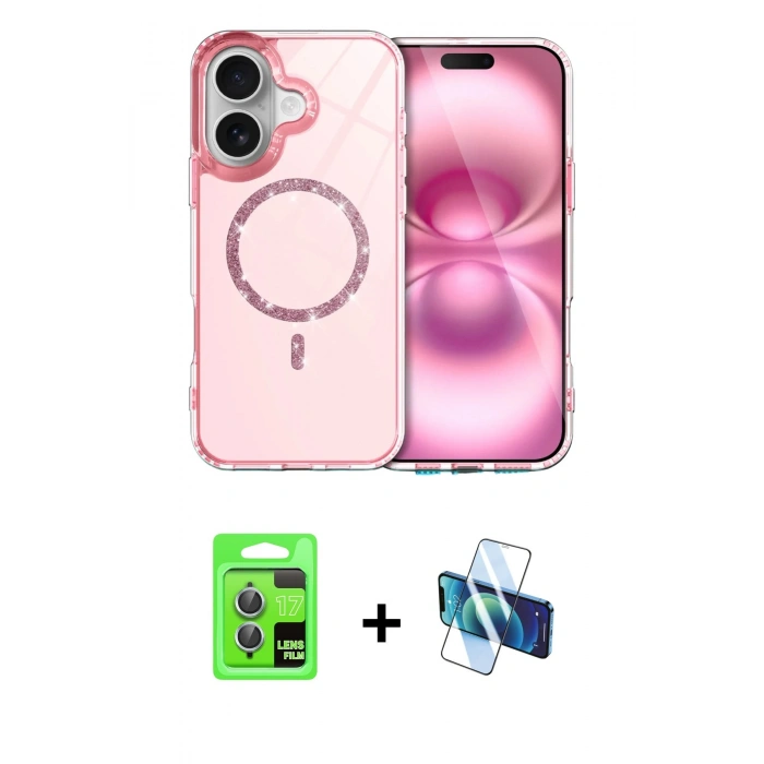 MARSİLYAN™- iPhone 17 Kılıf Kıvılcım Form Prime - Siyah 3D Antistatik Seramik Nano Ekran Koruyucu + Raze Metal Kamera Lens - AKMI