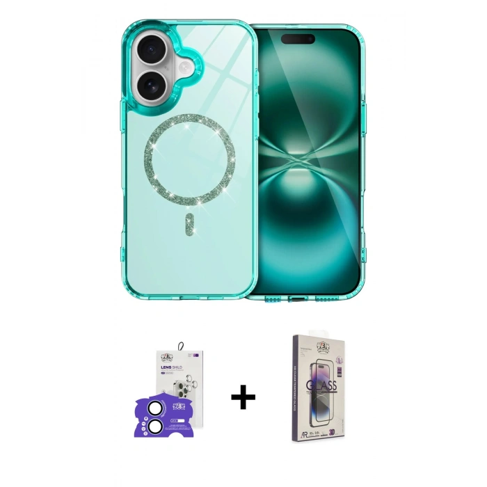MARSİLYAN™- iPhone 17 Kılıf Kıvılcım Form Prime - Siyah Bilvis 3D Cam Ekran Koruyucu + Açık Mavi Bilvis Titan Kamera Lens