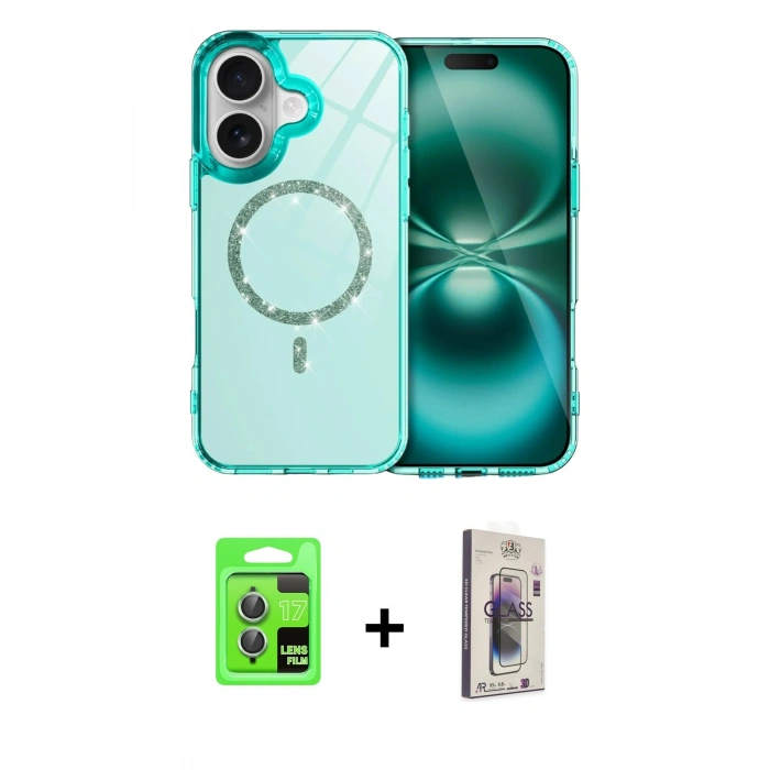 MARSİLYAN™- iPhone 17 Kılıf Kıvılcım Form Prime - Siyah Bilvis 3D Cam Ekran Koruyucu + Raze Metal Kamera Lens - AKYL