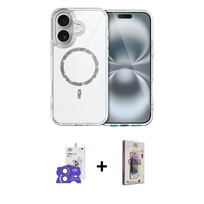 MARSİLYAN™- iPhone 17 Kılıf Kıvılcım Form Prime - Siyah Bilvis 3D Cam Ekran Koruyucu + Bilvis Titan Kamera Lens - AKMI