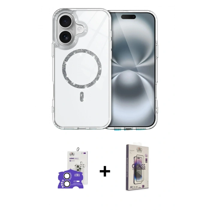 MARSİLYAN™- iPhone 17 Kılıf Kıvılcım Form Prime - Siyah Bilvis 3D Cam Ekran Koruyucu + Bilvis Titan Kamera Lens - LA