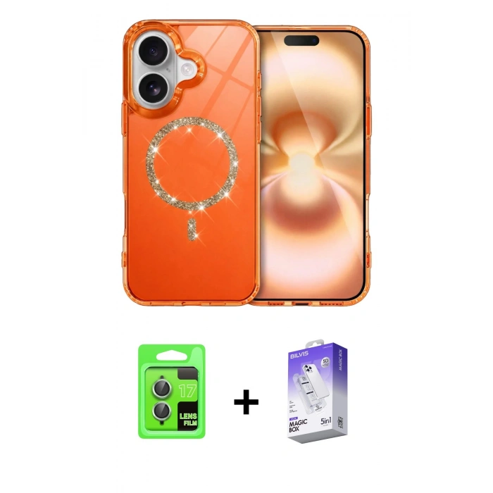 MARSİLYAN™- iPhone 17 Kılıf Kıvılcım Form Prime - Siyah Bilvis 5in1 3D Magic Cam Ekran Koruyucu + Açık Yeşil Raze Metal Kamera Lens