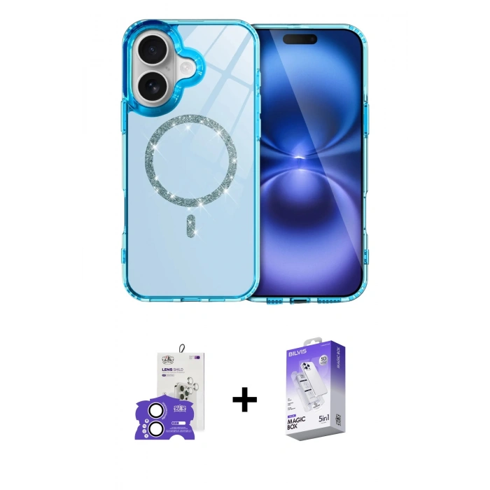 MARSİLYAN™- iPhone 17 Kılıf Kıvılcım Form Prime - Siyah Bilvis 5in1 3D Magic Cam Ekran Koruyucu + Bilvis Titan Kamera Lens - LA