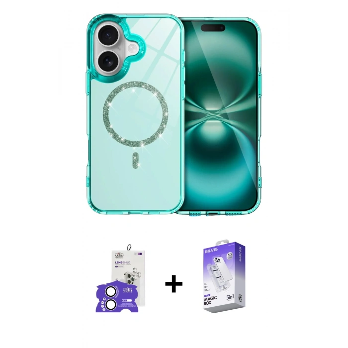 MARSİLYAN™- iPhone 17 Kılıf Kıvılcım Form Prime - Siyah Bilvis 5in1 3D Magic Cam Ekran Koruyucu + Bilvis Titan Kamera Lens - LA