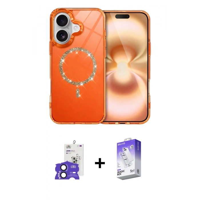 MARSİLYAN™- iPhone 17 Kılıf Kıvılcım Form Prime - Siyah Bilvis 5in1 3D Magic Cam Ekran Koruyucu + Siyah Bilvis Titan Kamera Lens