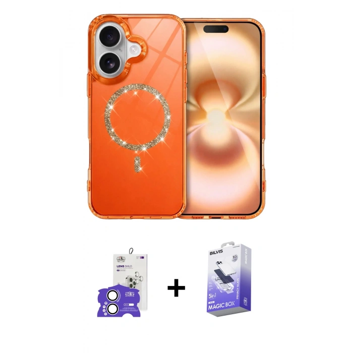 MARSİLYAN™- iPhone 17 Kılıf Kıvılcım Form Prime - Siyah Bilvis 5in1 5D Magic Hayalet Cam Ekran Koruyucu + Bilvis Titan Kamera Lens - GS