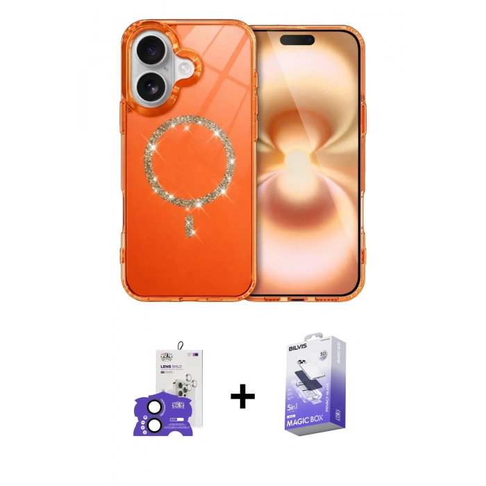 MARSİLYAN™- iPhone 17 Kılıf Kıvılcım Form Prime - Siyah Bilvis 5in1 5D Magic Hayalet Cam Ekran Koruyucu + Bilvis Titan Kamera Lens - SH