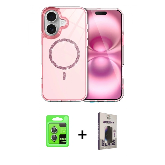 MARSİLYAN™- iPhone 17 Kılıf Kıvılcım Form Prime - Siyah Bilvis Hayalet Cam Ekran Koruyucu + Raze Metal Kamera Lens - AKYL