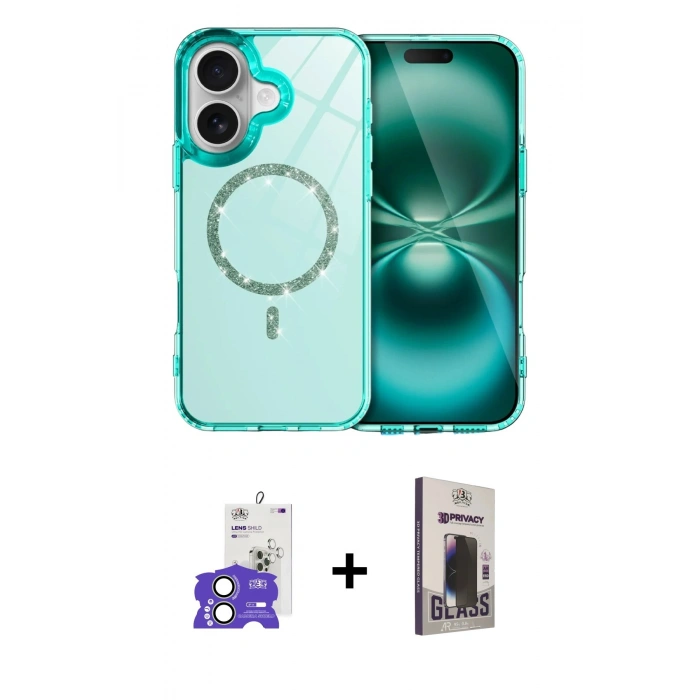 MARSİLYAN™- iPhone 17 Kılıf Kıvılcım Form Prime - Siyah Bilvis Hayalet Cam Ekran Koruyucu + Bilvis Titan Kamera Lens - AKYL