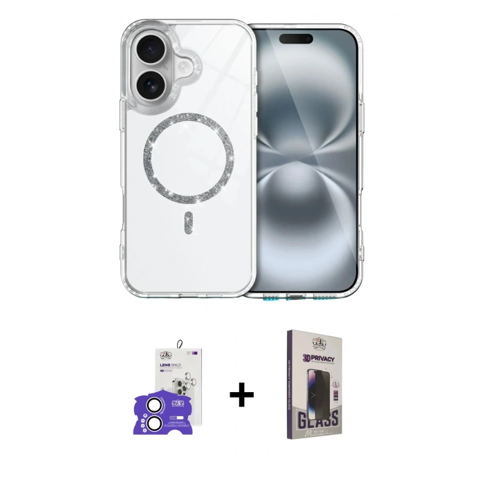 MARSİLYAN™- iPhone 17 Kılıf Kıvılcım Form Prime - Siyah Bilvis Hayalet Cam Ekran Koruyucu + Bilvis Titan Kamera Lens - GS