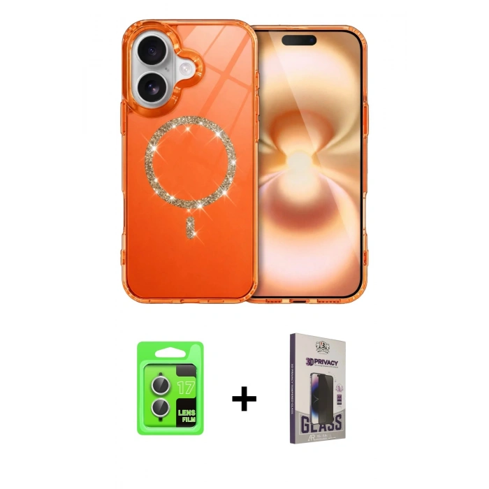 MARSİLYAN™- iPhone 17 Kılıf Kıvılcım Form Prime - Siyah Bilvis Hayalet Cam Ekran Koruyucu + Raze Metal Kamera Lens - GS
