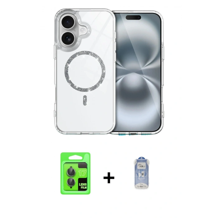 MARSİLYAN™- iPhone 17 Kılıf Kıvılcım Form Prime - Siyah Joko Magic 5D Cam + Raze Metal Kamera Lens - GI