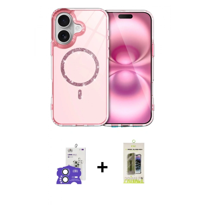 MARSİLYAN™- iPhone 17 Kılıf Kıvılcım Form Prime - Siyah Joko Magic 5D Hayalet Cam + Açık Mavi Bilvis Titan Kamera Lens