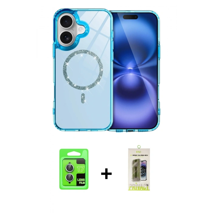MARSİLYAN™- iPhone 17 Kılıf Kıvılcım Form Prime - Siyah Joko Magic 5D Hayalet Cam + Raze Metal Kamera Lens - AKMI
