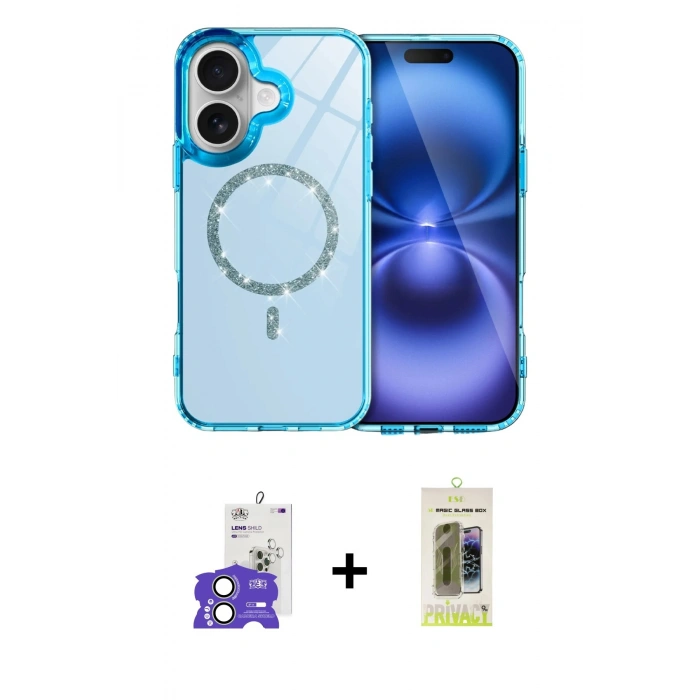 MARSİLYAN™- iPhone 17 Kılıf Kıvılcım Form Prime - Siyah Joko Magic 5D Hayalet Cam + Açık Yeşil Bilvis Titan Kamera Lens