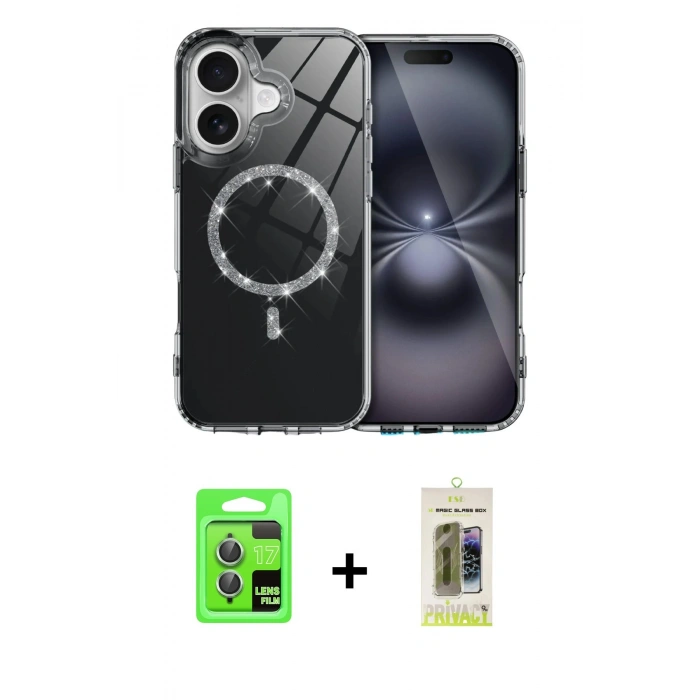 MARSİLYAN™- iPhone 17 Kılıf Kıvılcım Form Prime - Siyah Joko Magic 5D Hayalet Cam + Raze Metal Kamera Lens - AKYL
