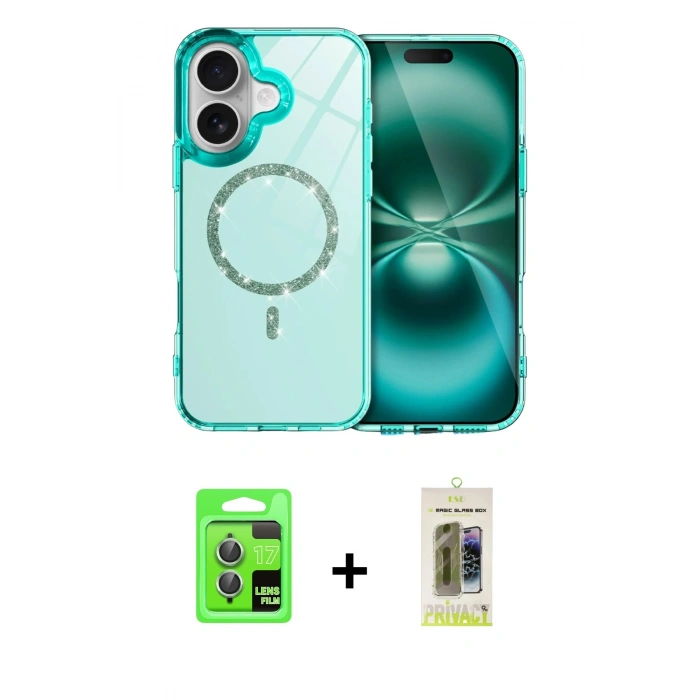 MARSİLYAN™- iPhone 17 Kılıf Kıvılcım Form Prime - Siyah Joko Magic 5D Hayalet Cam + Raze Metal Kamera Lens - AKYL