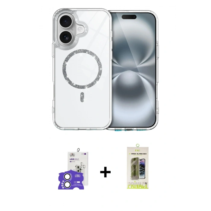 MARSİLYAN™- iPhone 17 Kılıf Kıvılcım Form Prime - Siyah Joko Magic 5D Hayalet Cam + Bilvis Titan Kamera Lens - GS