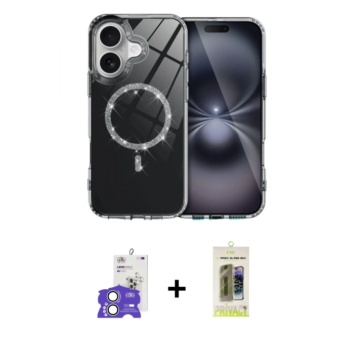 MARSİLYAN™- iPhone 17 Kılıf Kıvılcım Form Prime - Siyah Joko Magic 5D Hayalet Cam + Bilvis Titan Kamera Lens - GS