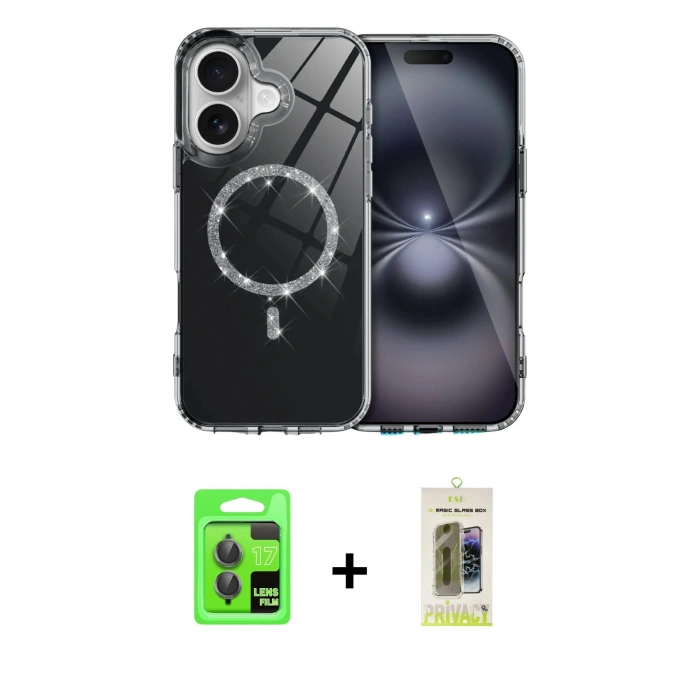 MARSİLYAN™- iPhone 17 Kılıf Kıvılcım Form Prime - Siyah Joko Magic 5D Hayalet Cam + Raze Metal Kamera Lens - GI