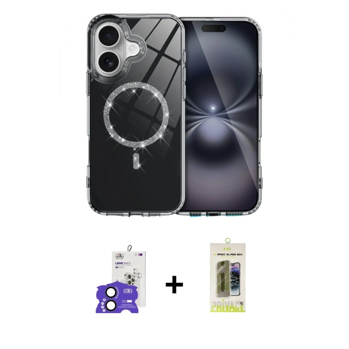 MARSİLYAN™- iPhone 17 Kılıf Kıvılcım Form Prime - Siyah Joko Magic 5D Hayalet Cam + Siyah Bilvis Titan Kamera Lens