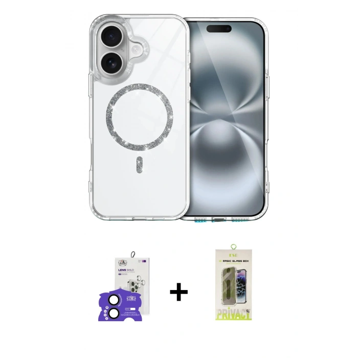 MARSİLYAN™- iPhone 17 Kılıf Kıvılcım Form Prime - Siyah Joko Magic 5D Hayalet Cam + Siyah Bilvis Titan Kamera Lens
