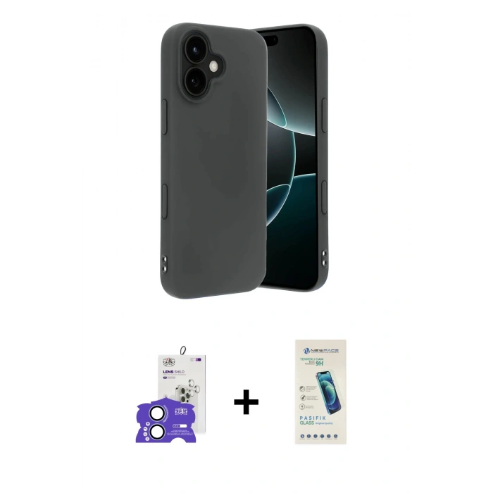 MARSİLYAN™- iPhone 17 Kılıf Kozmos Yansıma Özel Seri - Şeffaf Pasifik Cam Ekran Koruyucu + Açık Mavi Bilvis Titan Kamera Lens