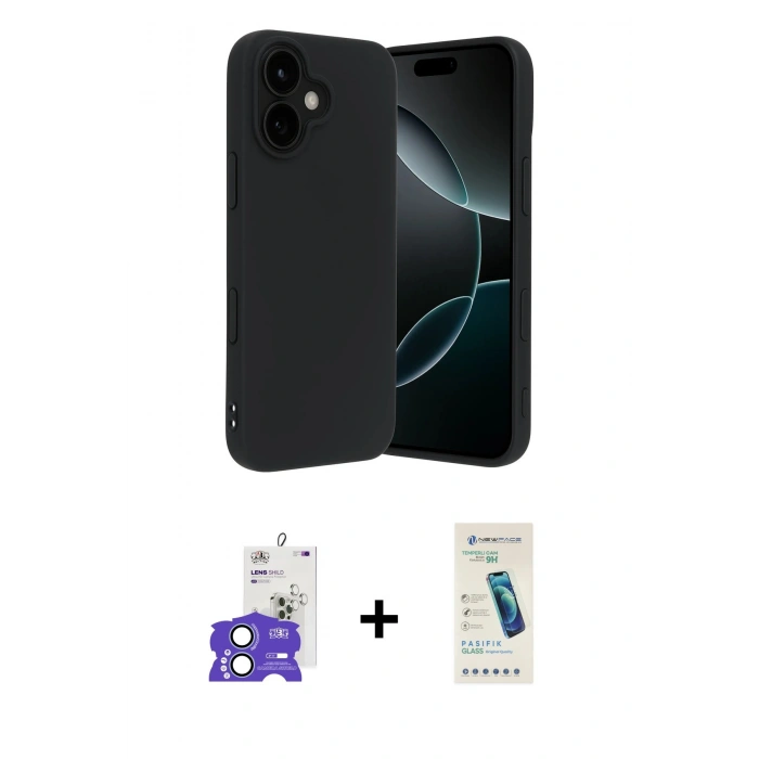 MARSİLYAN™- iPhone 17 Kılıf Kozmos Yansıma Özel Seri - Şeffaf Pasifik Cam Ekran Koruyucu + Açık Mavi Bilvis Titan Kamera Lens