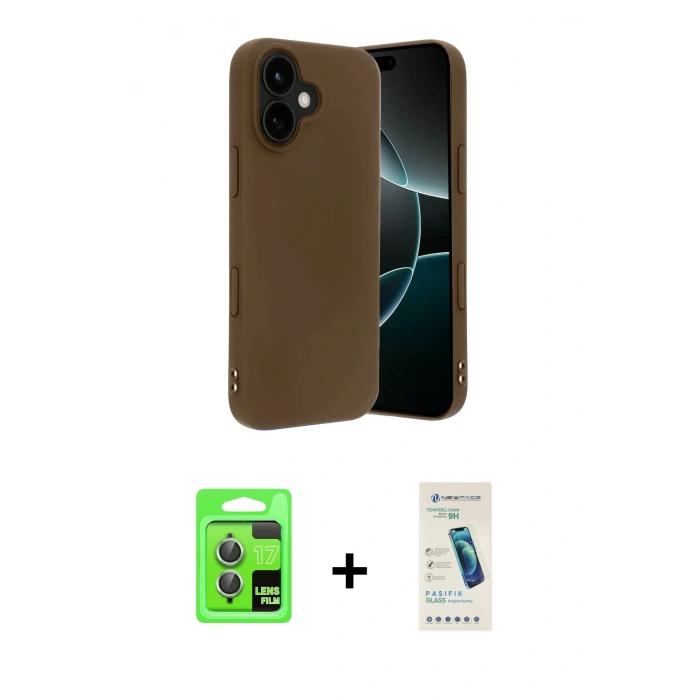 MARSİLYAN™- iPhone 17 Kılıf Kozmos Yansıma Özel Seri - Şeffaf Pasifik Cam Ekran Koruyucu + Raze Metal Kamera Lens - AKYL