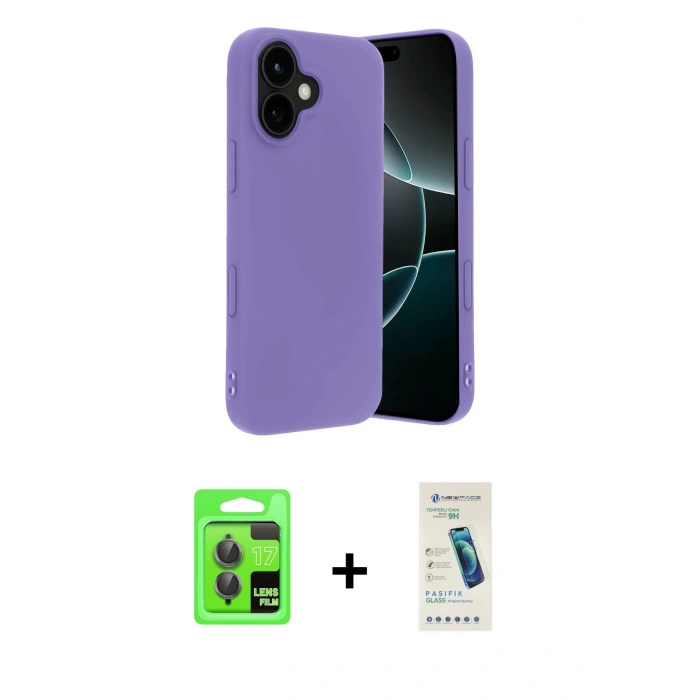 MARSİLYAN™- iPhone 17 Kılıf Kozmos Yansıma Özel Seri - Şeffaf Pasifik Cam Ekran Koruyucu + Raze Metal Kamera Lens - GI